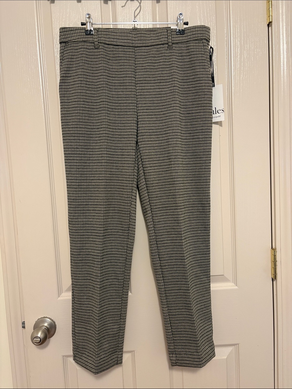 Jules & Leopold Black and White Houndstooth Straight Leg Pants